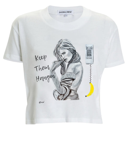 “Keep Them Hangin" Crop Kate Tee