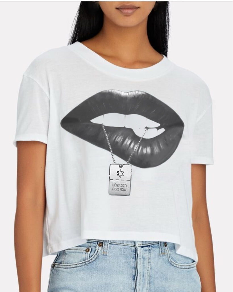“Bring Them Home” Crop Tee (black lips)