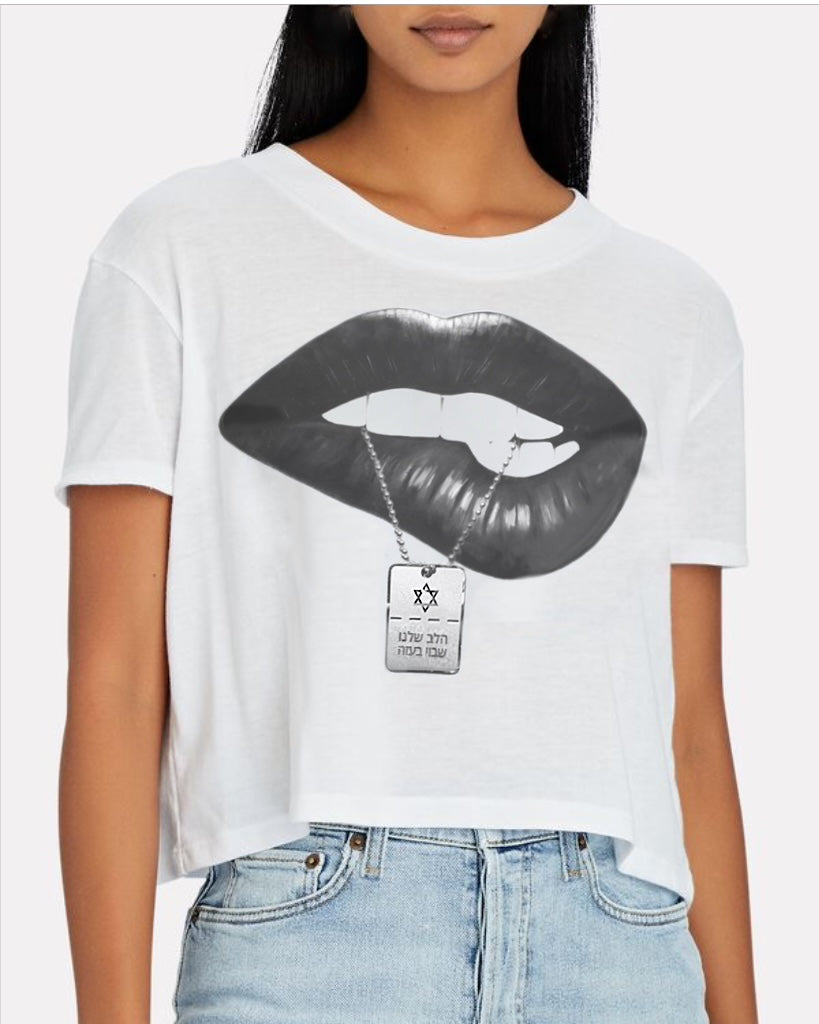 “Bring Them Home” Crop Tee (black lips)
