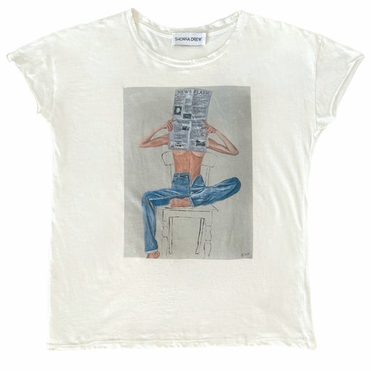 “News Flash" Distressed Tee