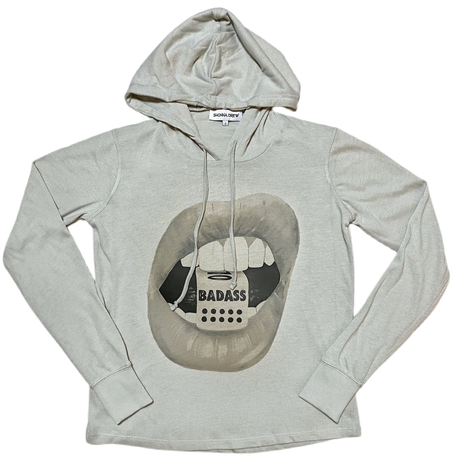 “Badass" Myla Knit Hoodie/ light grey